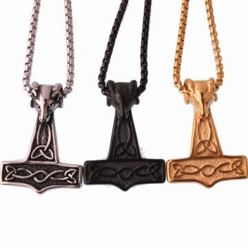 New Men's Stainless Steel Jewelry Personality Thor's Hammer Charms Necklace Pendants